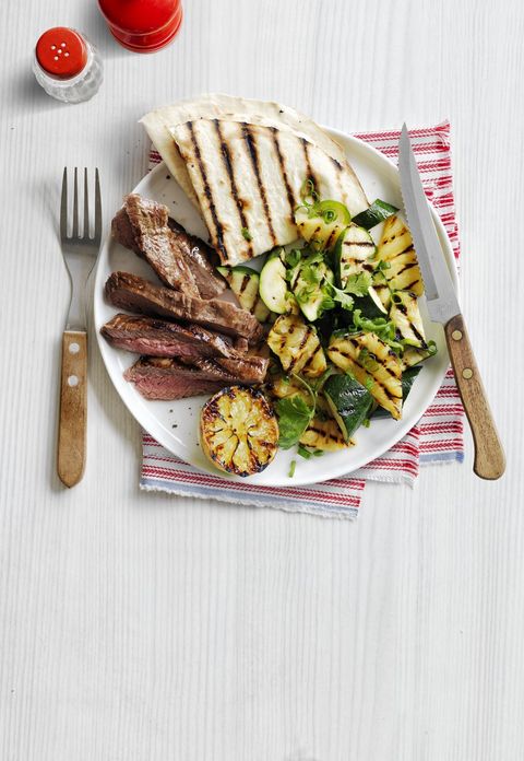 gluten free meals grilled skirt steak with charred zucchini and pineapple salad