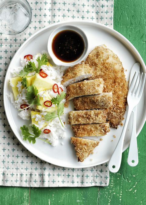 easy chicken dinner recipes  - Baked Chicken Cutlets with Pineapple Rice
