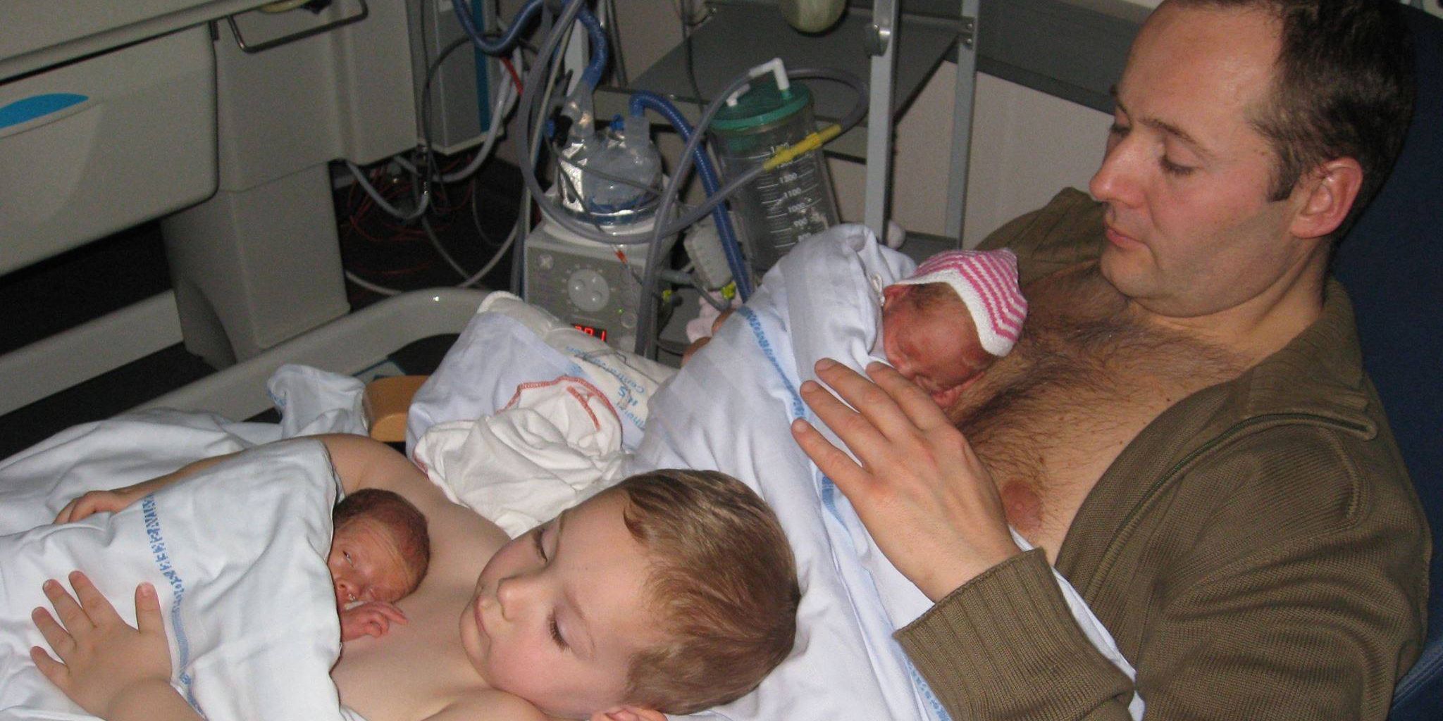 Watch Watch the Beautiful Moment Two Premature Twins Hold Hands on Their Dads Chest video Watch Watch the Beautiful Moment Two Premature Twins Hold Hands on Their Dads Chest video