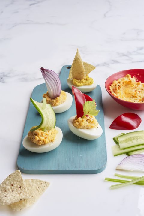 4th of july appetizers - Deviled Eggs sailboats