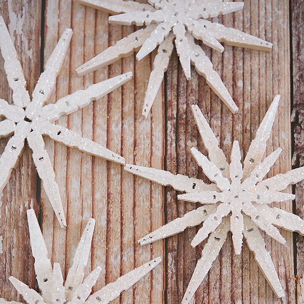 christmas crafts glittered clothespin snowflakes