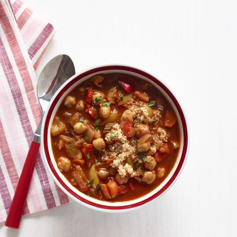 vegan dinner ideas easy chickpea red pepper soup quinoa