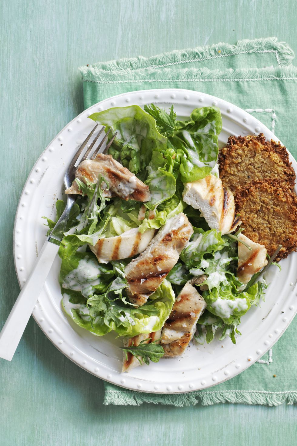 heart healthy recipes kale and romaine chicken caesar salad