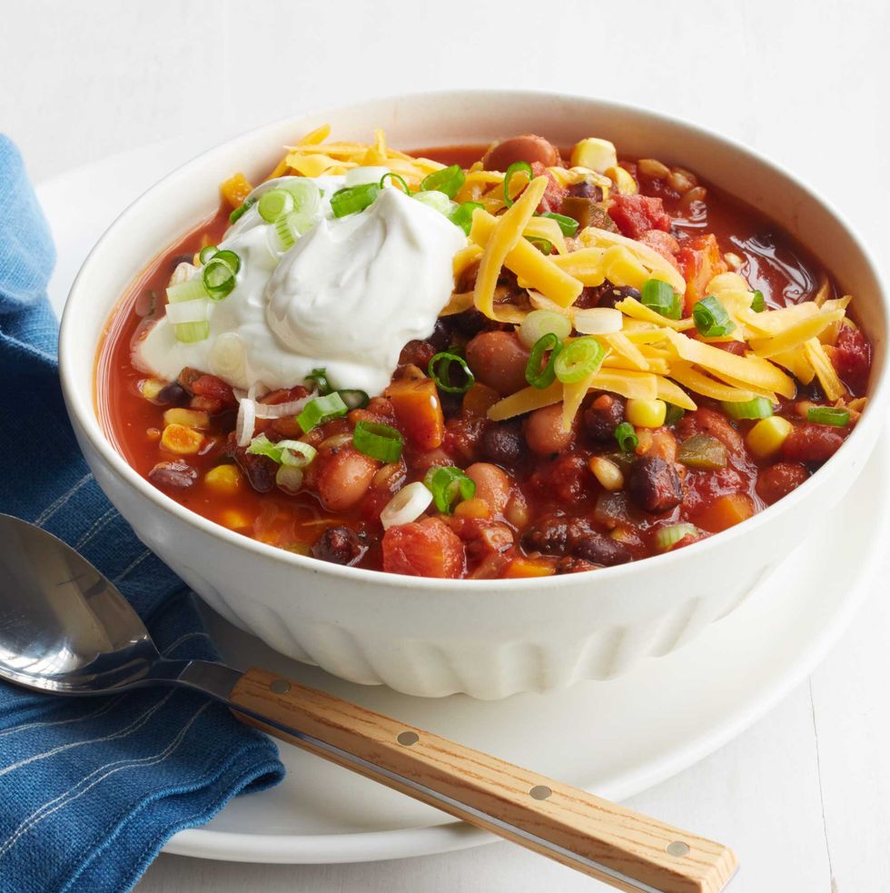 vegan dinner ideas easy vegetarian chili with wheat berries beans and corn