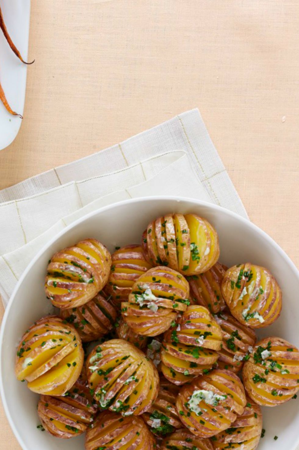 vegetarian thanksgiving recipes mini hasselback potatoes with chive butter