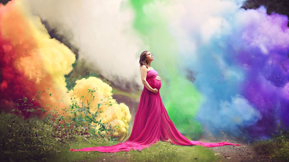 Rainbow Smoke Bomb Digital Backdrop, Rainbow Baby Digital Backdrop