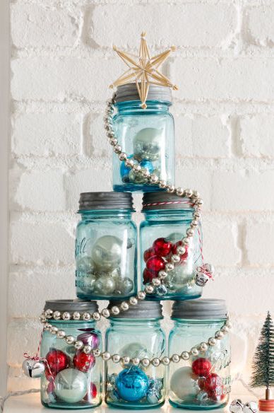 diy christmas decorations mason jar tree