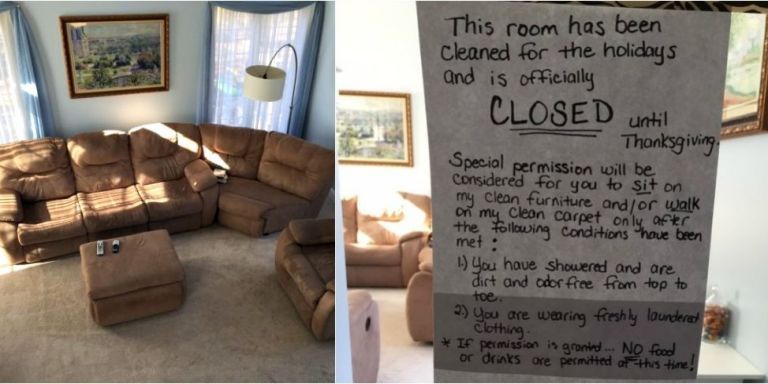 Mom Closes Living Room Until Thanksgiving