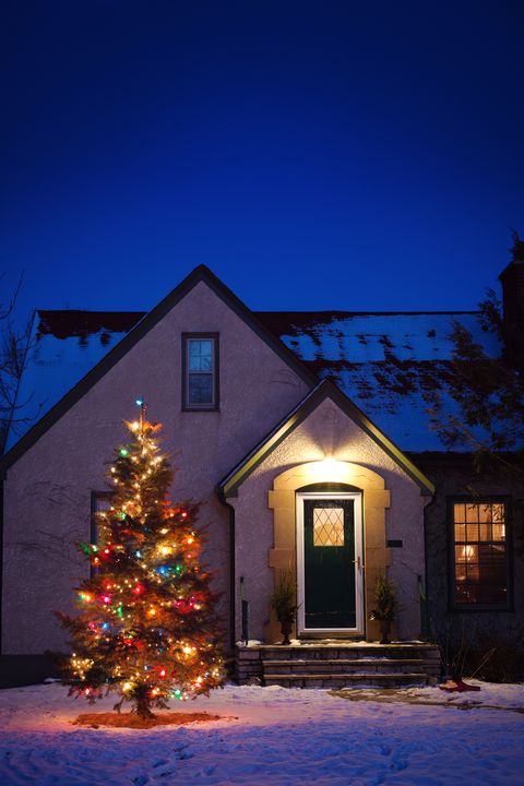 Blue, Lighting, Property, Winter, House, Home, Facade, Christmas decoration, Real estate, Holiday, 