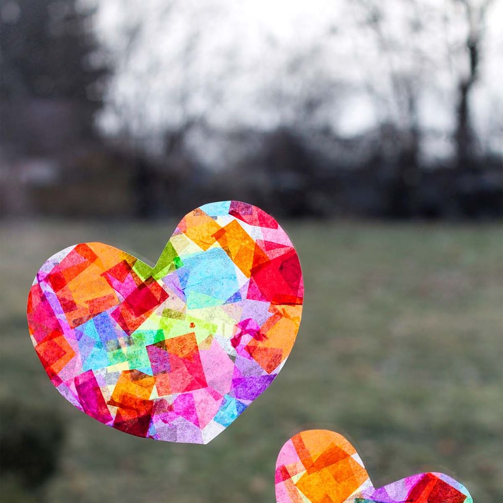 pride crafts rainbow heart suncatchers