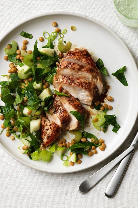 Balsamic Chicken With Apple Lentil And Spinach Salad Healthy Chicken Recipe