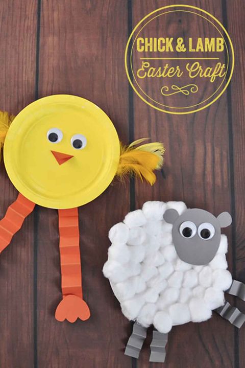 easter crafts for kids chick and lamb paper plate crafts