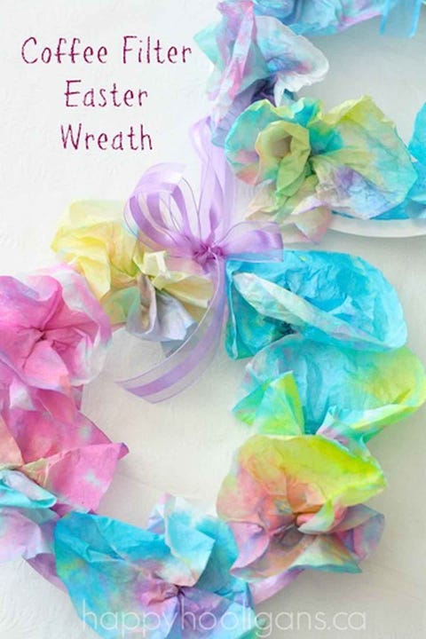 easter crafts coffee filter easter wreath