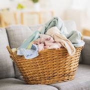 Basket, Wicker, Home accessories, Storage basket, Peach, Pillow, Throw pillow, 