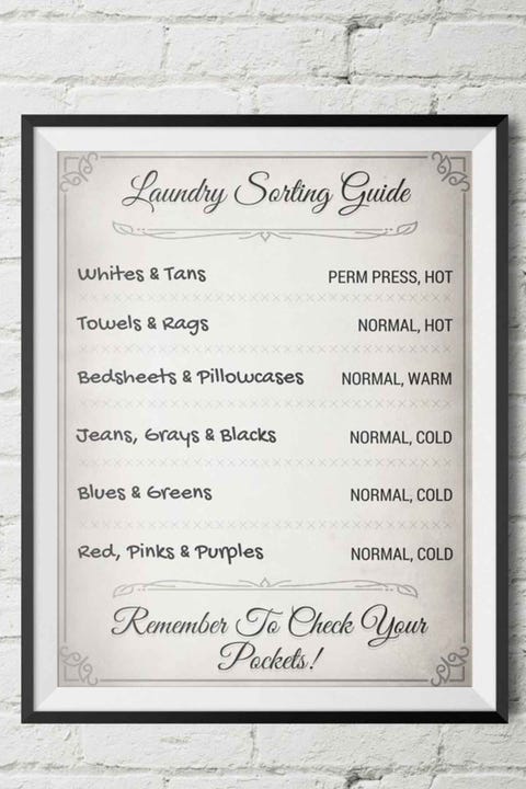 laundry room organization hang a chart