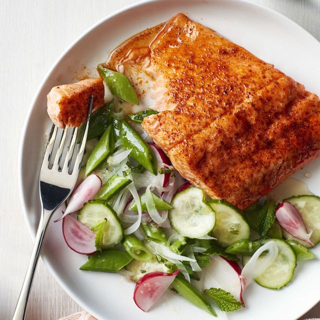 Best Roasted Blackened Salmon with Snap Pea Salad Recipe - How to Make ...