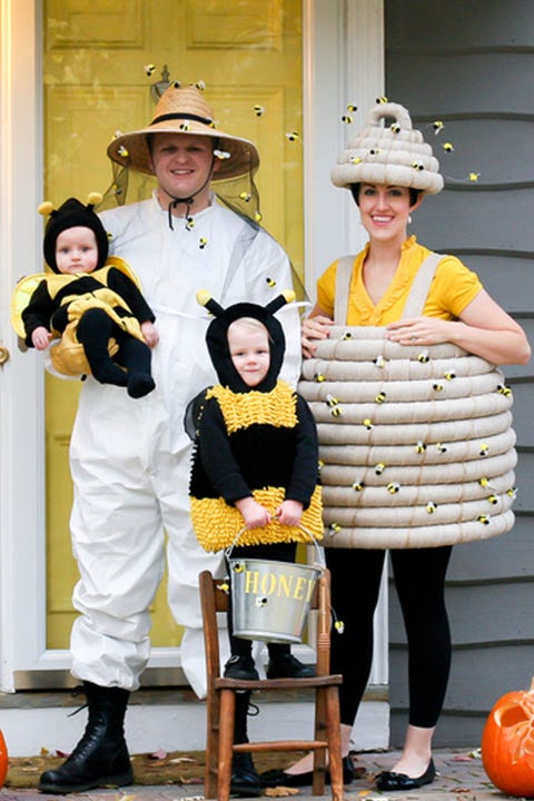 beekeeper and bees family halloween costumes