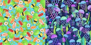 Colorfulness, Purple, Pattern, Violet, Insect, Illustration, Pollinator, Visual arts, Painting, Wrapping paper, 
