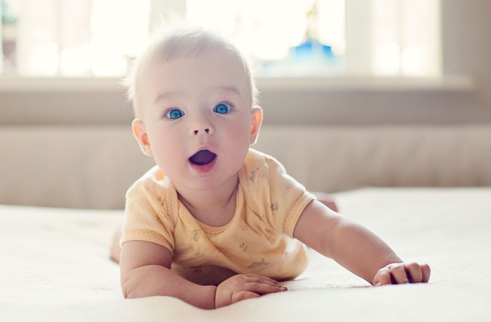 Child, Face, Facial expression, Baby, Toddler, Skin, Head, Tummy time, Nose, Cheek, 