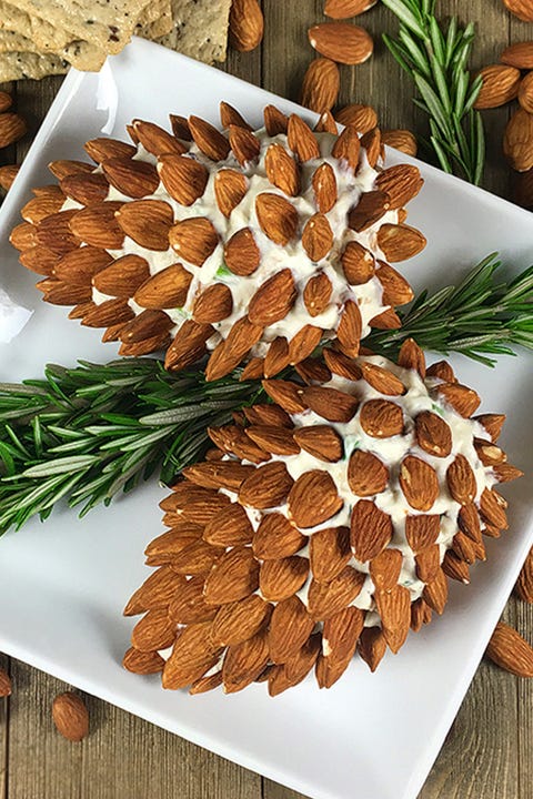 47 Easy Christmas Party Etizers Best Recipes For Holiday Christmas Etizers Pine Cone Cheese Ball With Almonds