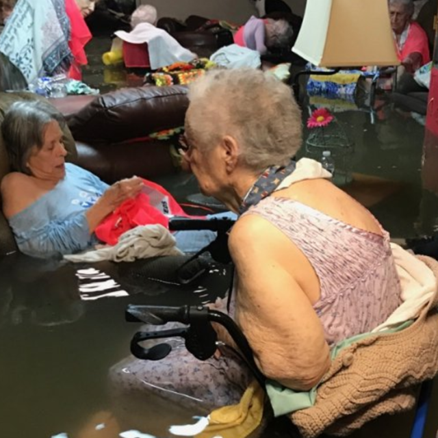 Hurricane Harvey floods a nursing home in Texas.