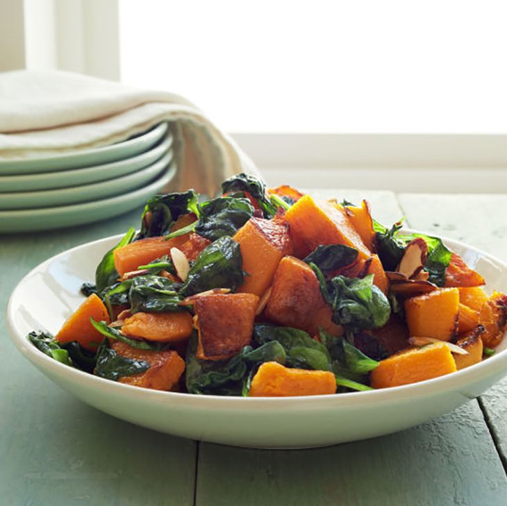 vegan dinner ideas easy roasted butternut squash and spinach