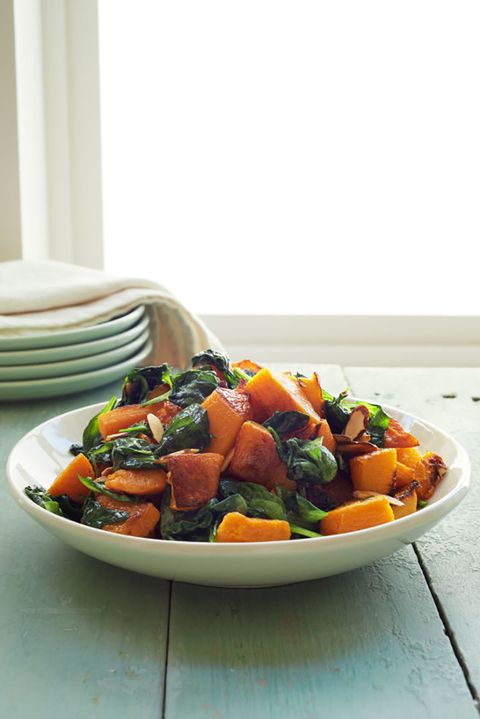 vegan dinner ideas easy roasted butternut squash and spinach