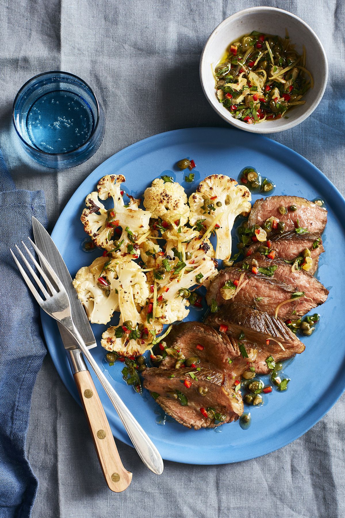 Steak and Cauliflower with Caper Relish 30-Minute Meal