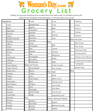 grocery list