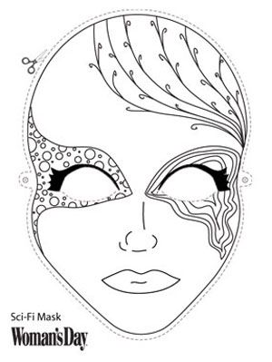 Halloween Crafts PrintandColor Scifi Face Mask at