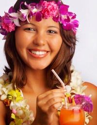 Smile, Mouth, Petal, Drink, Hair accessory, Happy, Juice, Pink, Flower, Purple, 