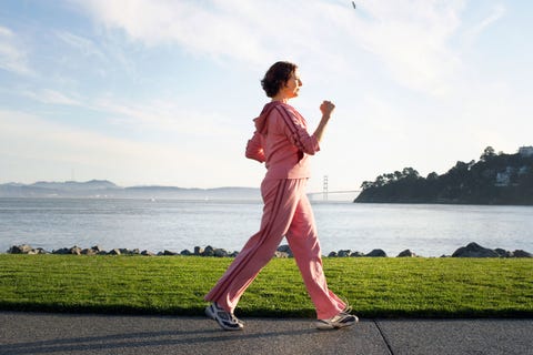 The physical therapist says…keep moving woman speed walking