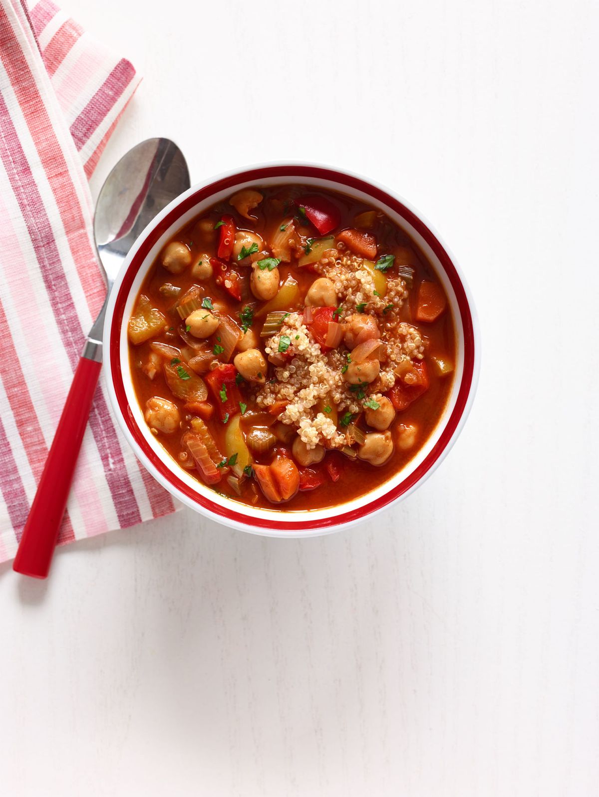 vegan thanksgiving recipes  chickpea and red pepper soup with quinoa
