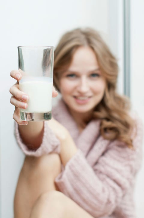 woman drinking milk