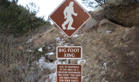 green man reader with book road sign arkansas