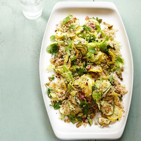 summer squash salad with herbs and quinoa