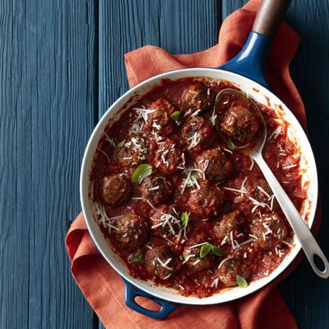 beef and sausage meatballs in tomato sauce