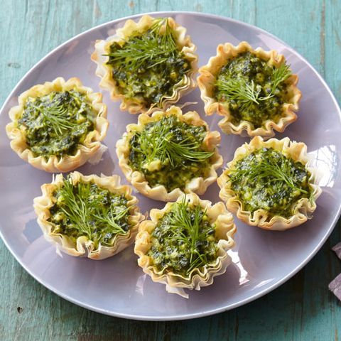 thanksgiving appetizers  feta and spinach tartlets