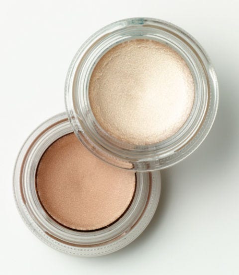 "I have puffy-looking eyes." gold eye shadow