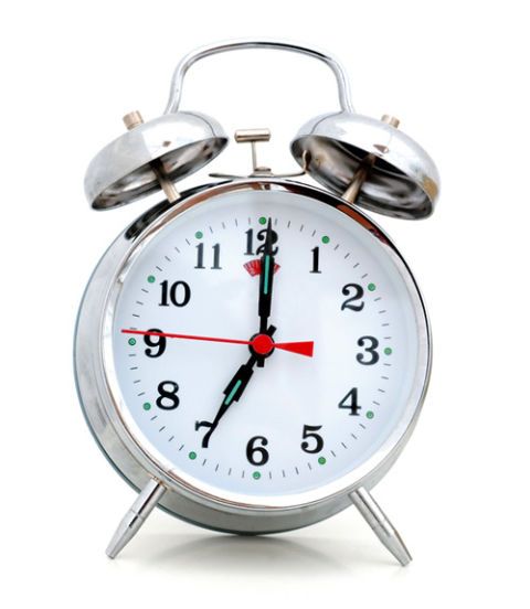 silver alarm clock