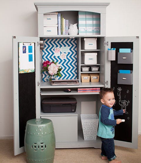 Home Office Armoire Makeover - Cute DIY Armoire Project