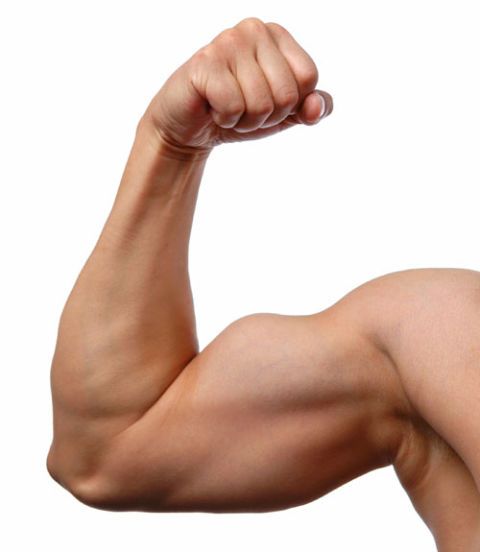man flexing muscles