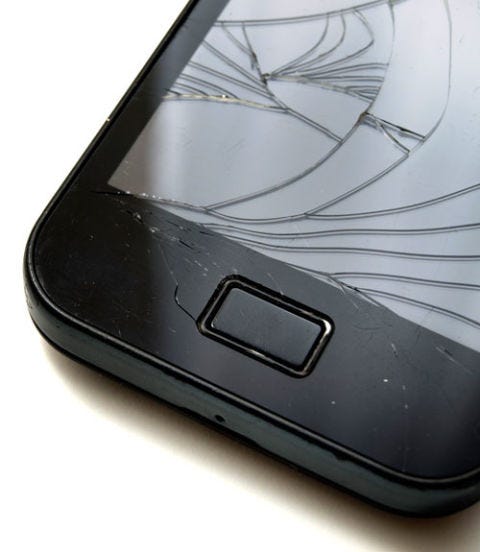Cell Phones cracked smartphone screen