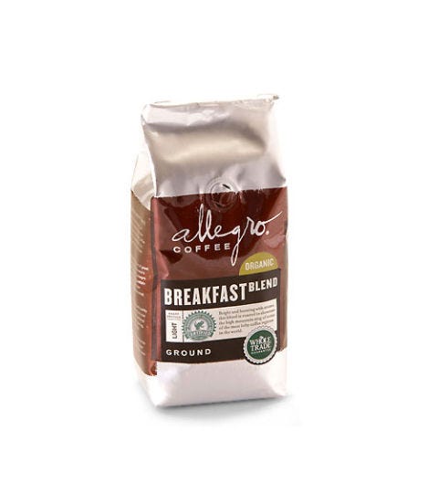Whole bean light allegro organic breakfast band