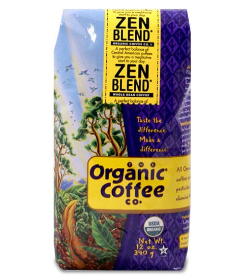 Whole bean medium organic coffee co-zen blend