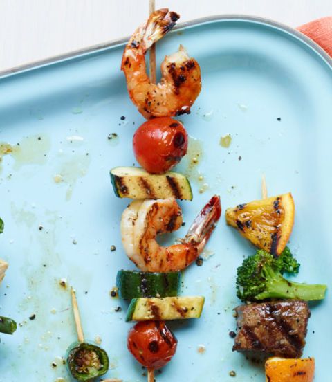 Shrimp, Zucchini & Tomato Kebabs