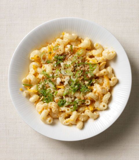 Creamy Cheddar Pasta with Scallion Bread Crumbs