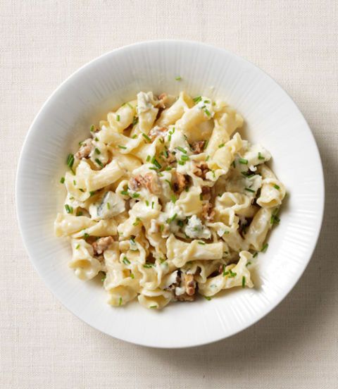 Pasta with Toasted Walnuts, Blue Cheese & Chives