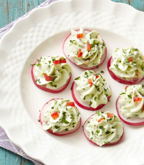 4th of july appetizers radishes with herbed cheese