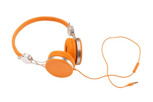Headphones, Orange, Audio equipment, Gadget, Headset, Fashion accessory, Technology, Electronic device, Ear, Jewellery, 